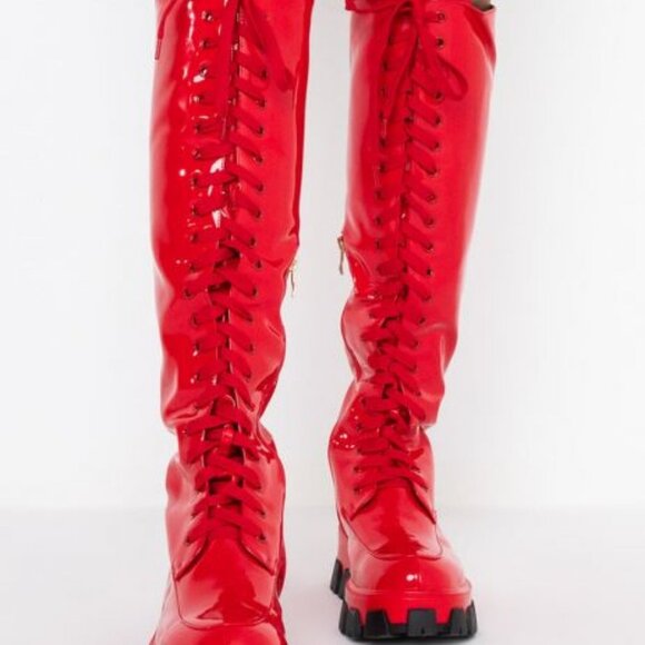 AZALEA WANG ON THE RUN FLATFORM BOOT IN RED ( BRAND NEW !!! ) - Picture 5 of 5